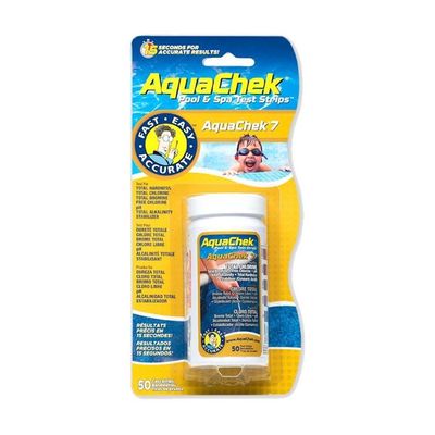 Teststrips AquaChek 7,  pH/klor/fritt-klor/alkalitet/hardhet....
