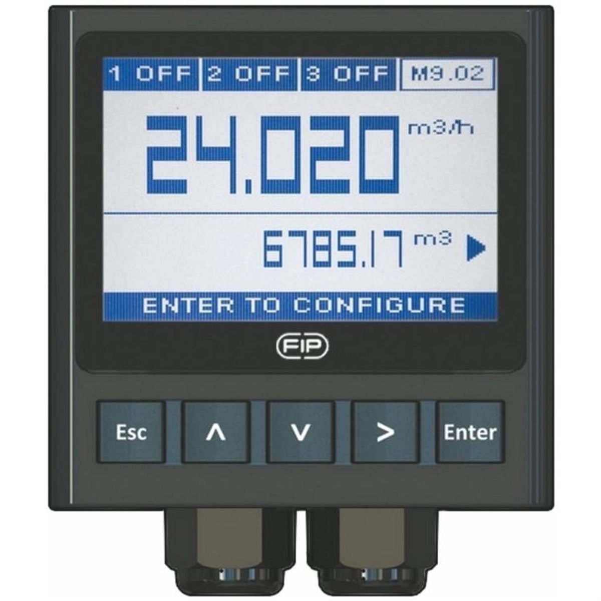 Flowmonitor FLS M9.02, vegg, 4-20mA 2xSSR, 1 rele, 110-230vac